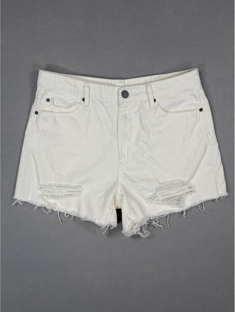 Articles of Society Meredith High Rise Distressed White Denim Shorts 27